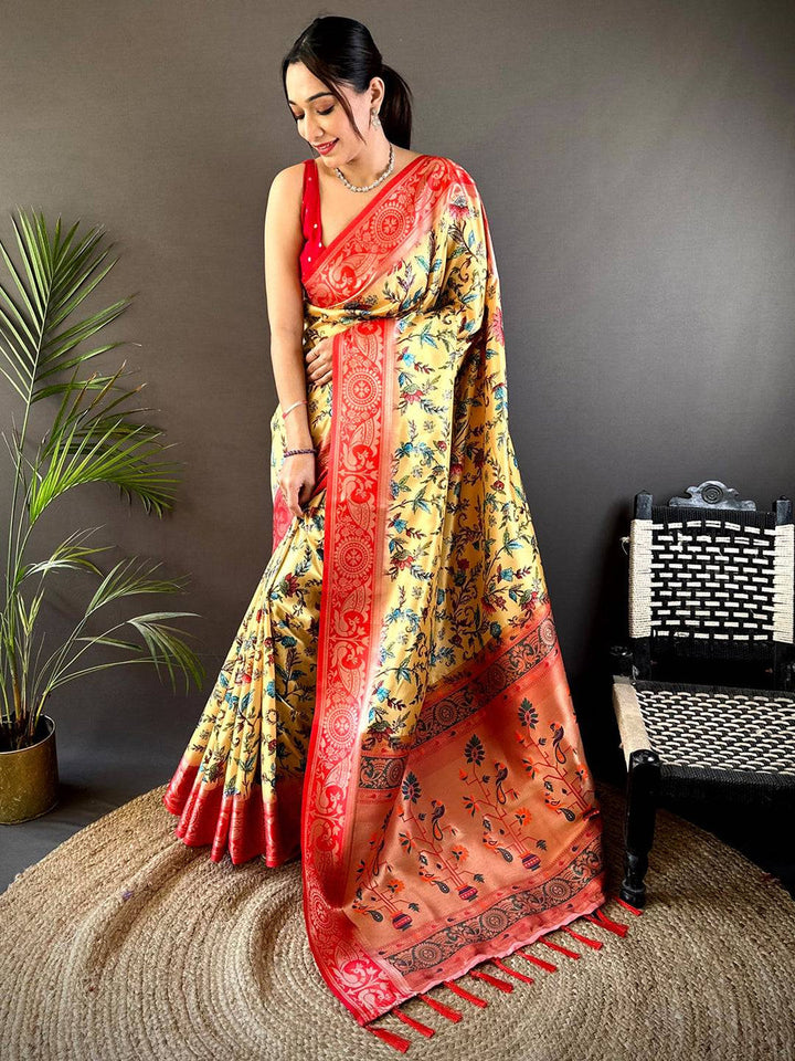 Festival Wear Yellow Color Soft Silk Saree
