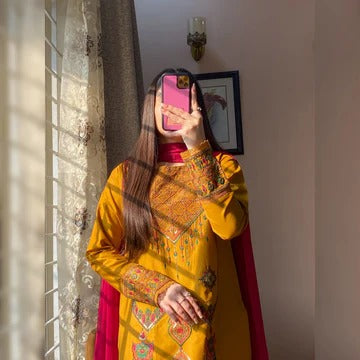 Elegant Mustard Yellow Printed Kurta Set for Women Premium Ethnic Wear