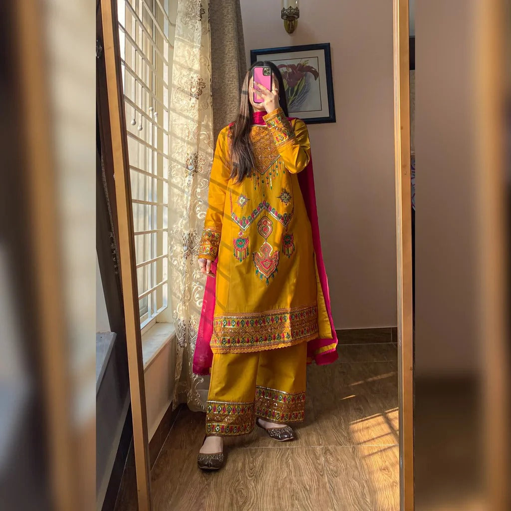Elegant Mustard Yellow Printed Kurta Set for Women Premium Ethnic Wear