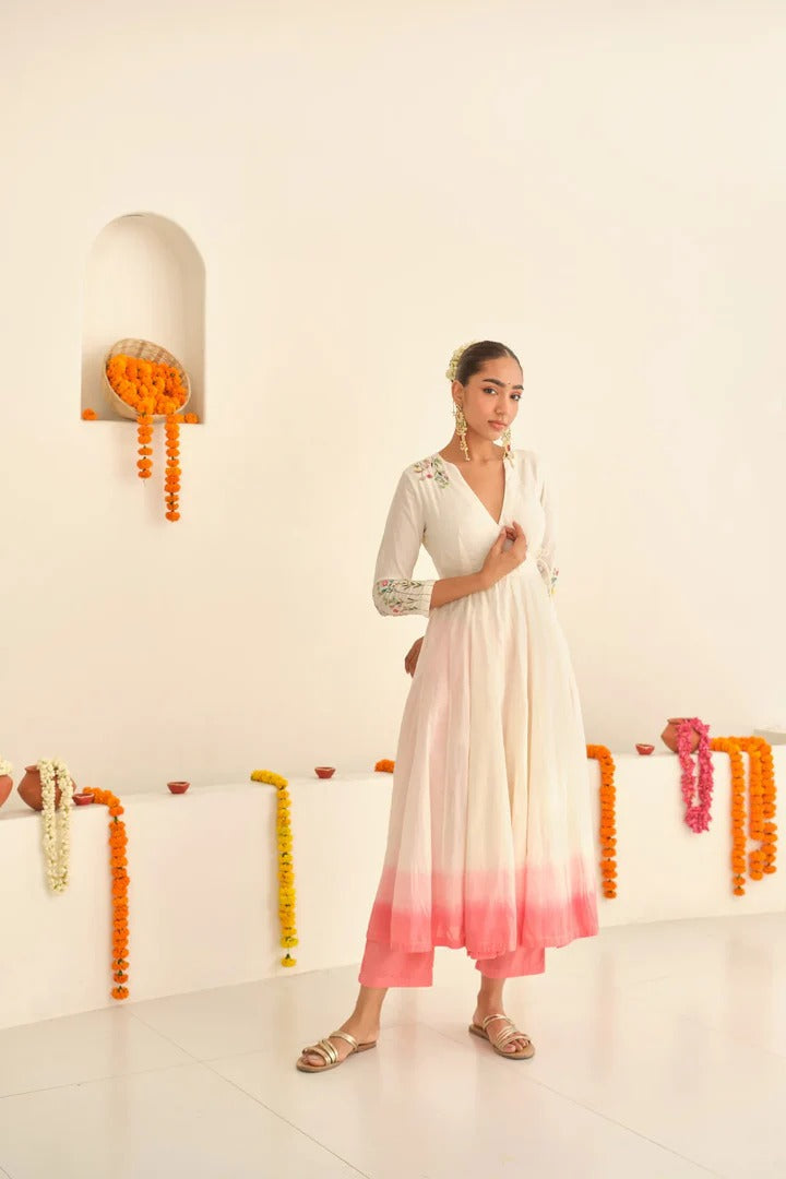 Designer White Ombre Ethnic Wear for Women Modern Indian Fashion