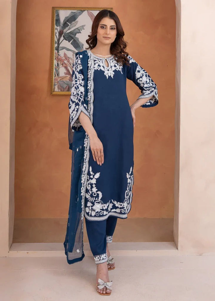 Designer Blue Embroidered Kurta Set Modern Ethnic Fashion