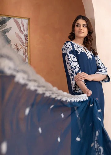 Designer Blue Embroidered Kurta Set Modern Ethnic Fashion