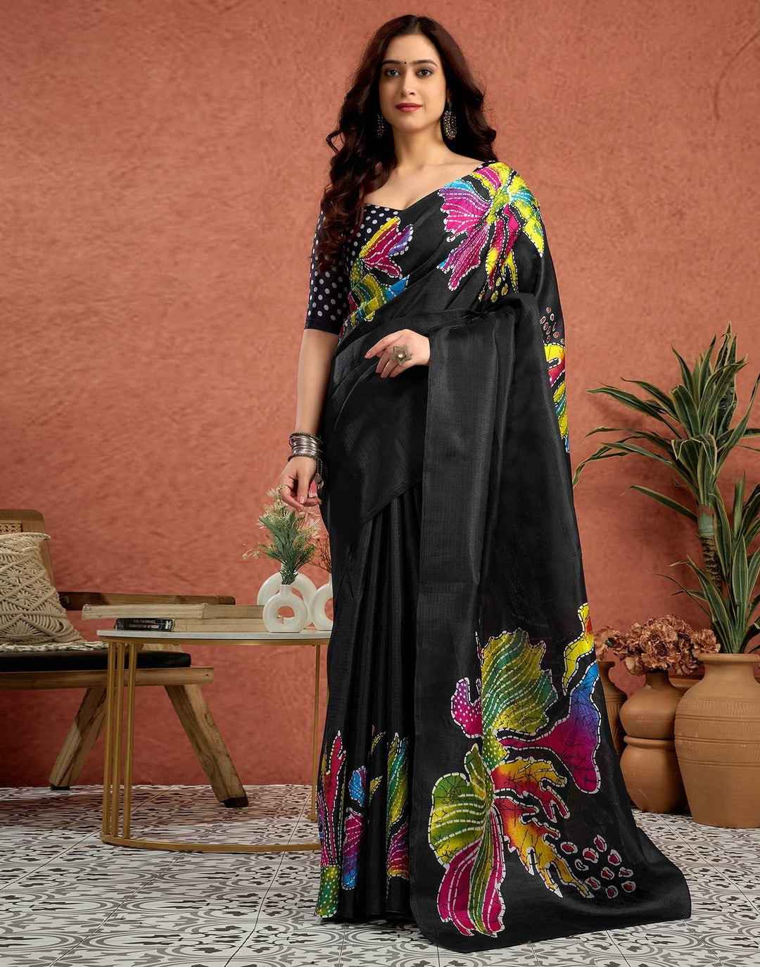 Party Wear Black Color Soft Silk Printed Saree