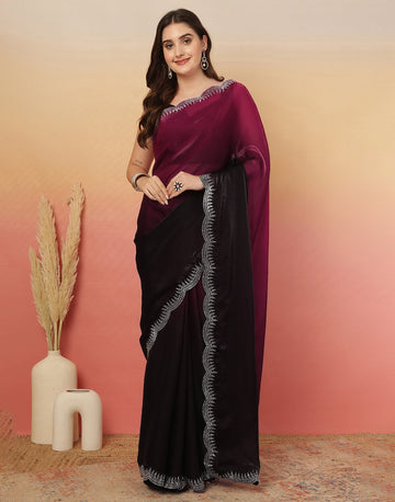Party Wear Black Color Soft Silk Saree