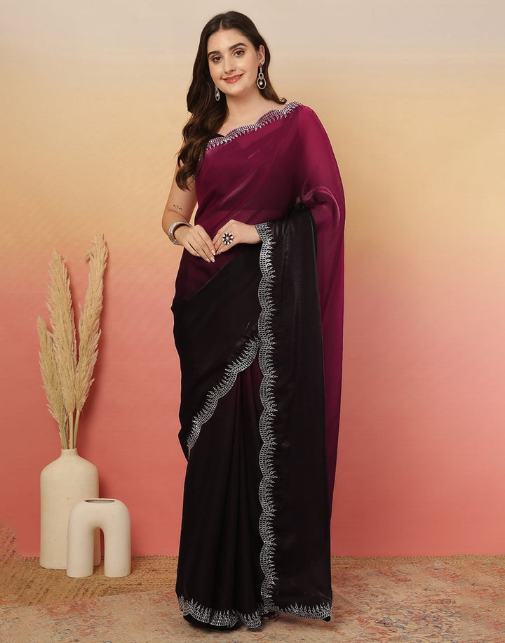 Party Wear Black Color Soft Silk Saree