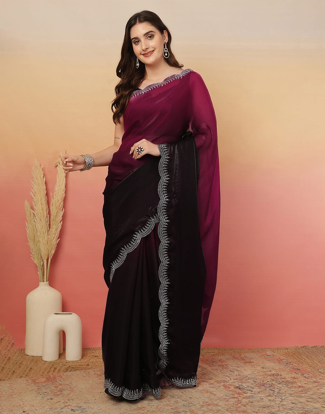 Party Wear Black Color Soft Silk Saree