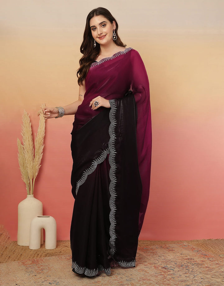 Party Wear Black Color Soft Silk Saree