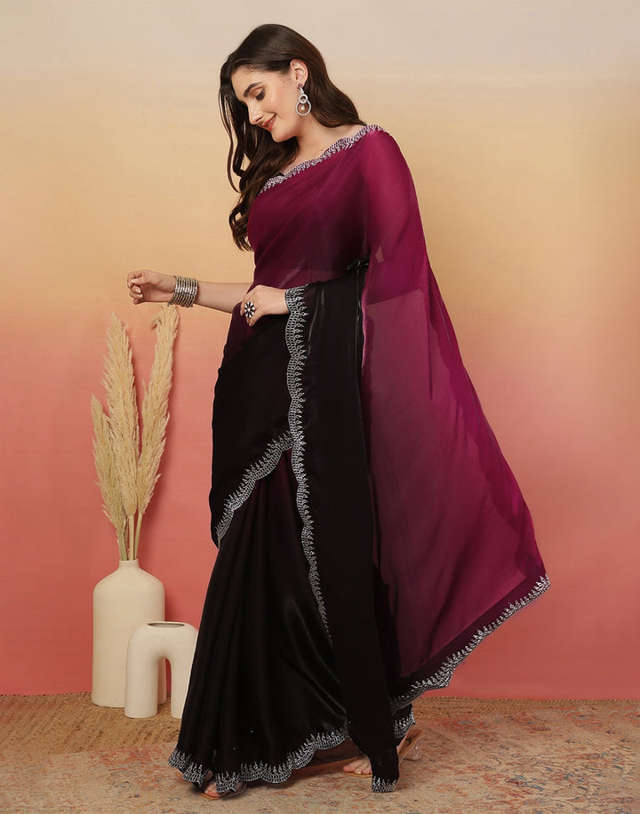 Party Wear Black Color Soft Silk Saree