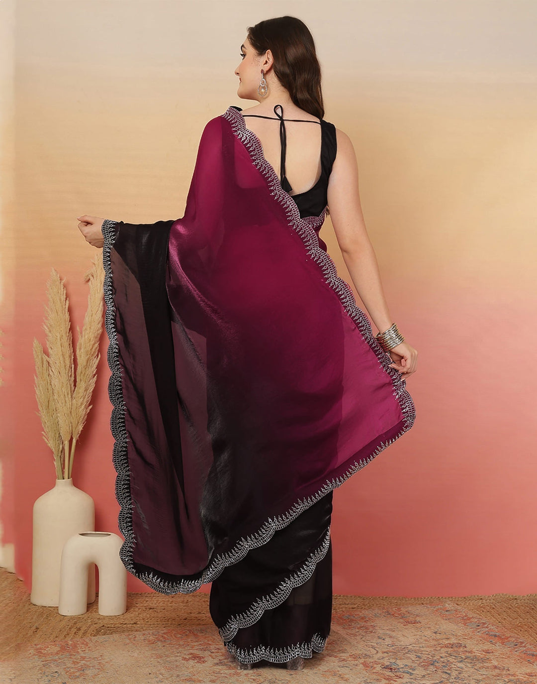 Party Wear Black Color Soft Silk Saree