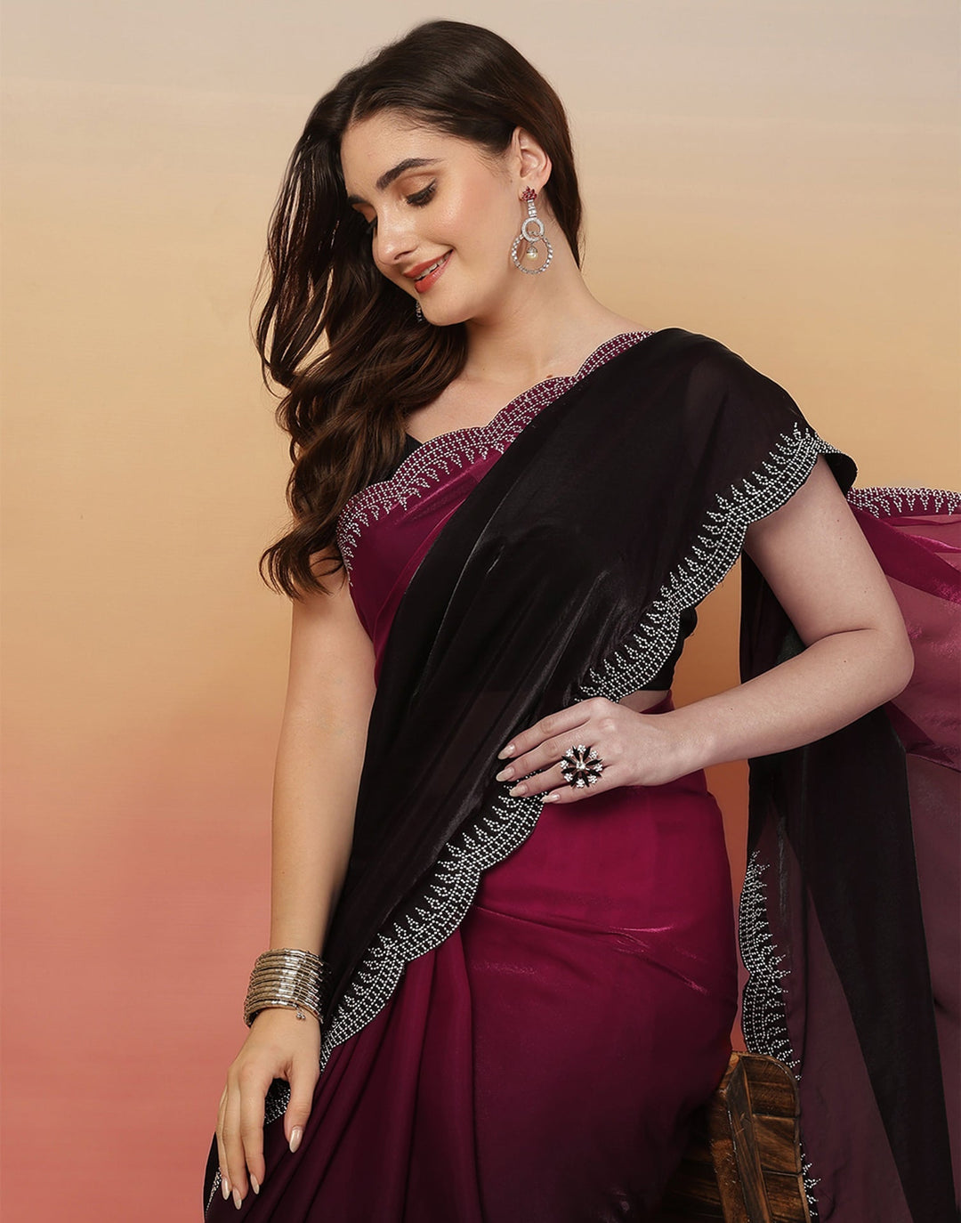 Party Wear Black Color Soft Silk Saree