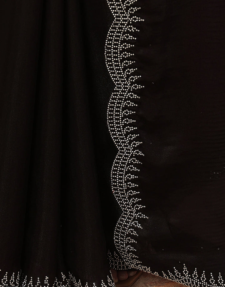 Party Wear Black Color Soft Silk Saree