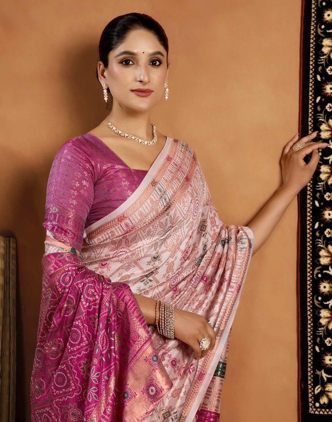 Party Wear Cream Color Soft Silk Woven Saree