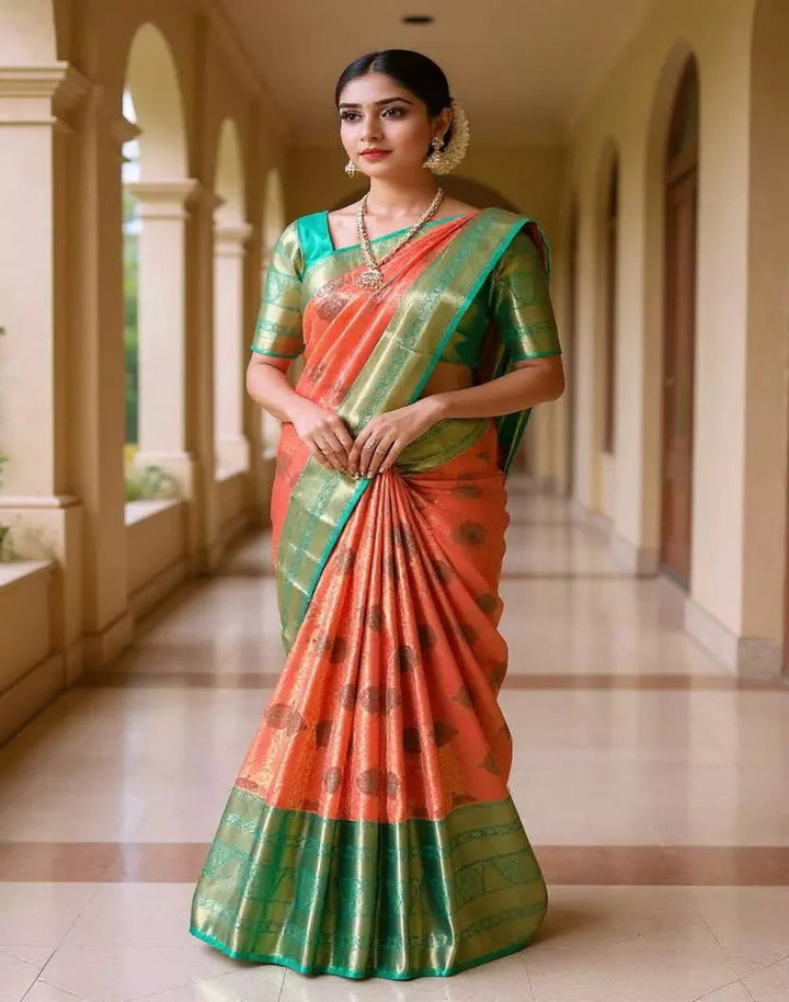 Party Wear Double Shaded Pink Color Tissue Silk Saree
