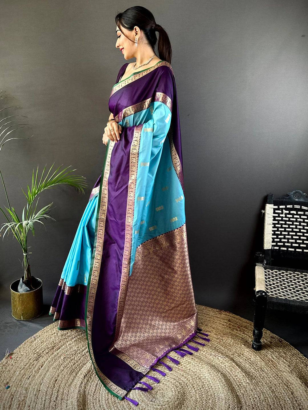 Party Wear Ethereal Sky Color Soft Silk Saree