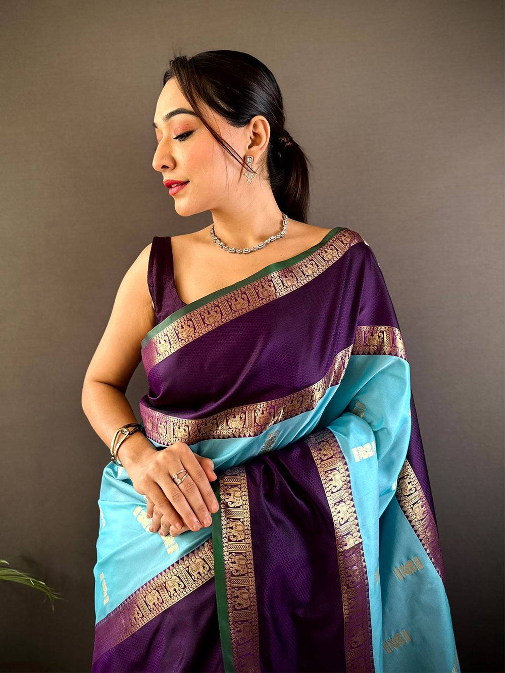 Party Wear Ethereal Sky Color Soft Silk Saree