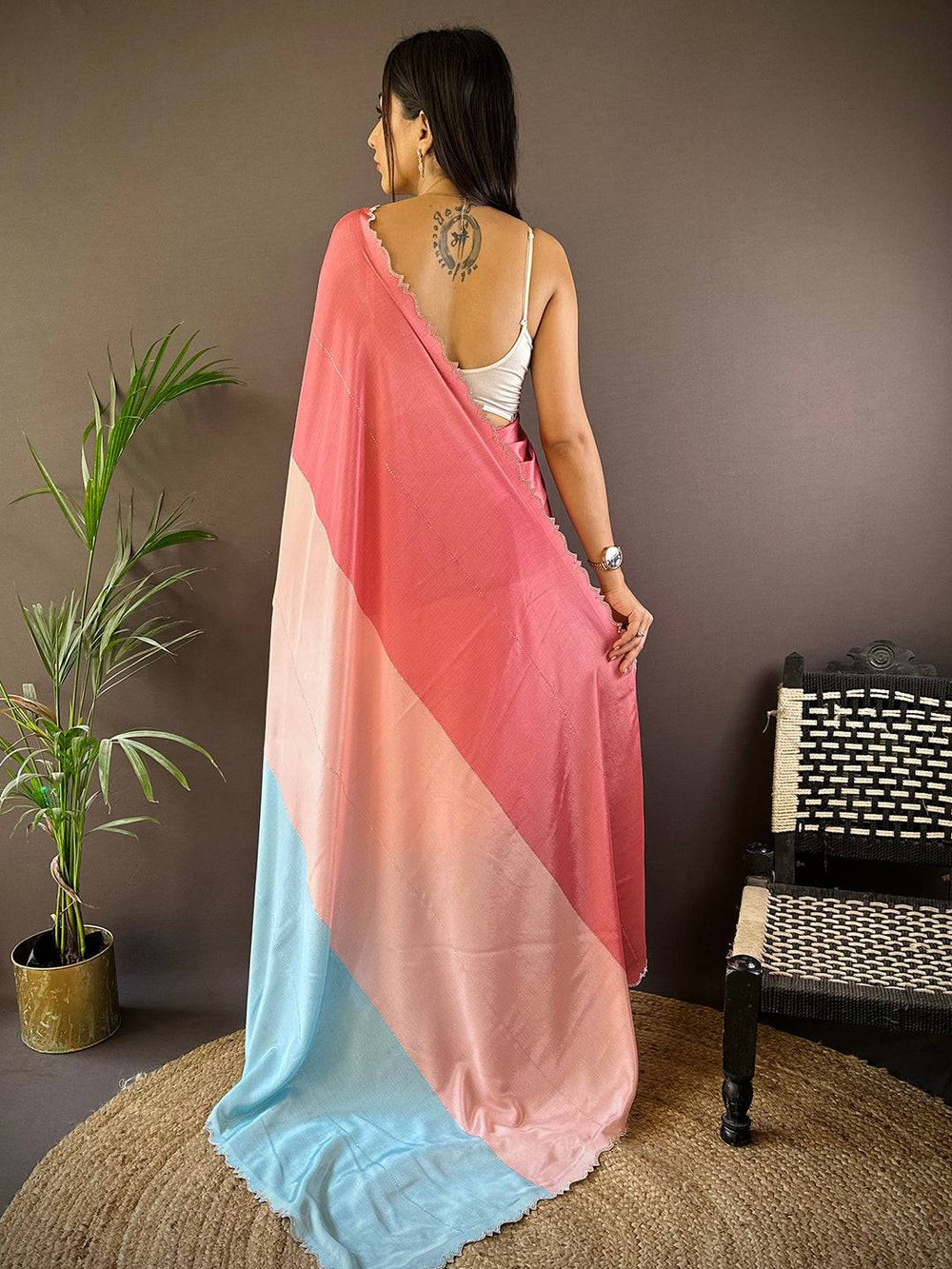Party Wear Multi Color Soft Silk Saree