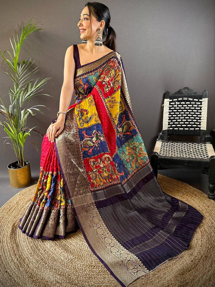 Party Wear Multi Color Soft Silk Saree
