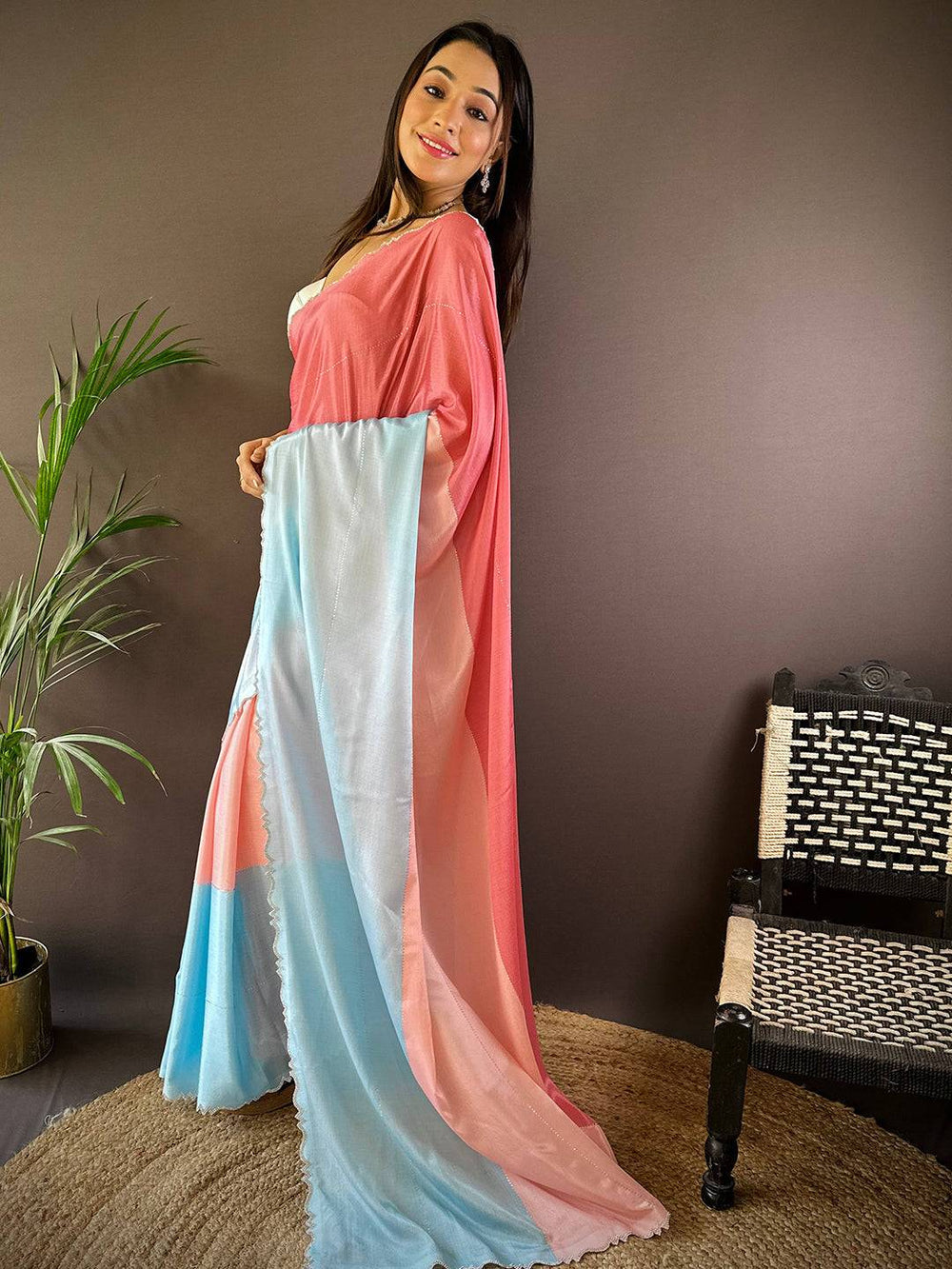Party Wear Multi Color Soft Silk Saree