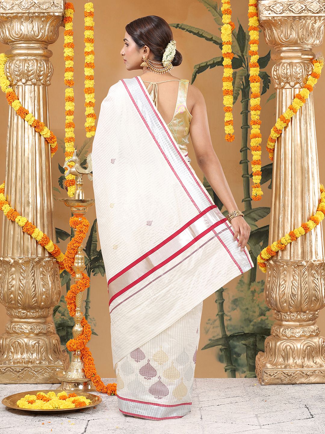 Party Wear Off-White Color Soft Silk Saree