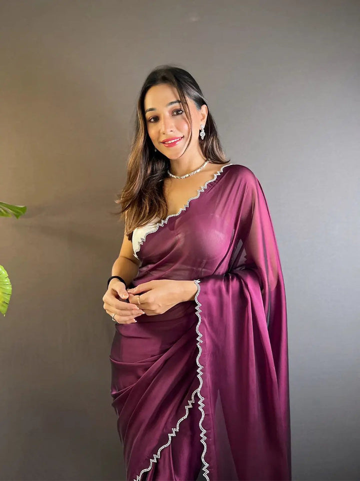 Party Wear Purple Color Soft Silk Saree