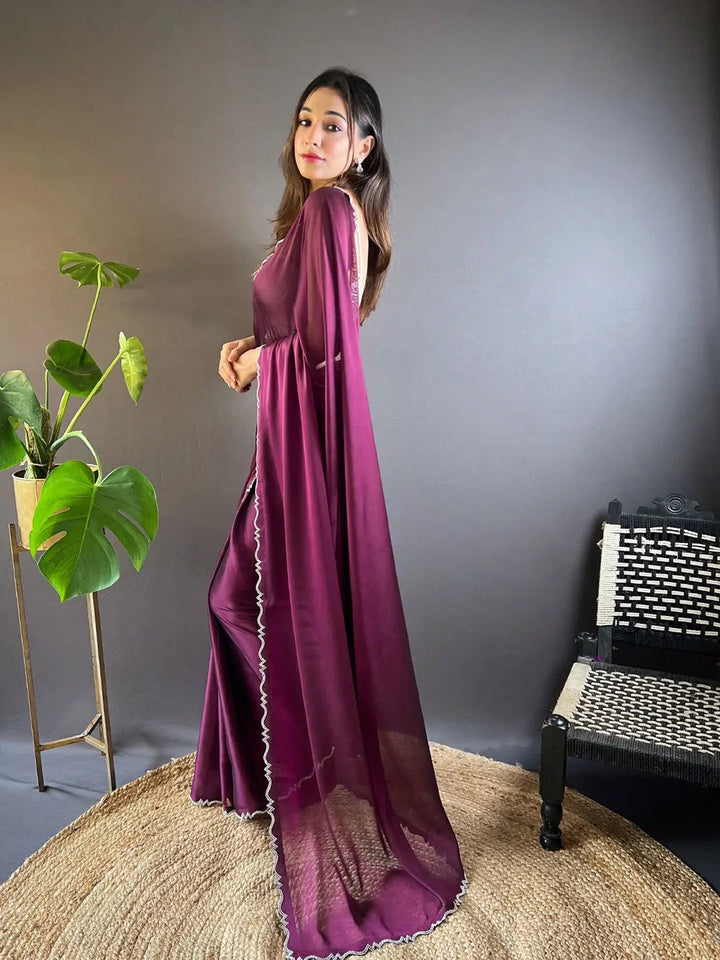 Party Wear Purple Color Soft Silk Saree
