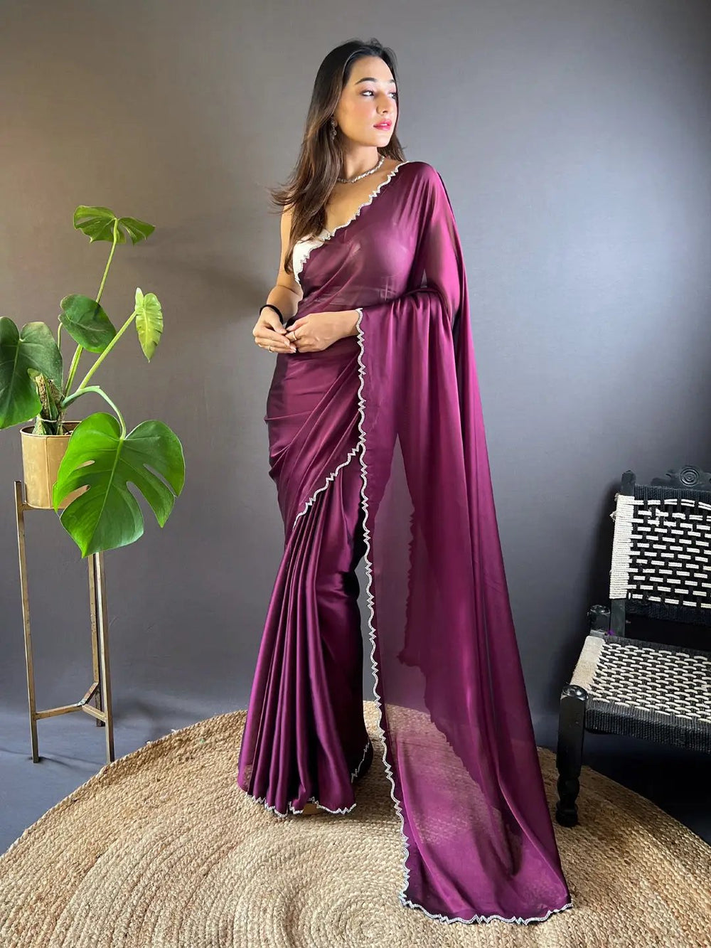 Party Wear Purple Color Soft Silk Saree