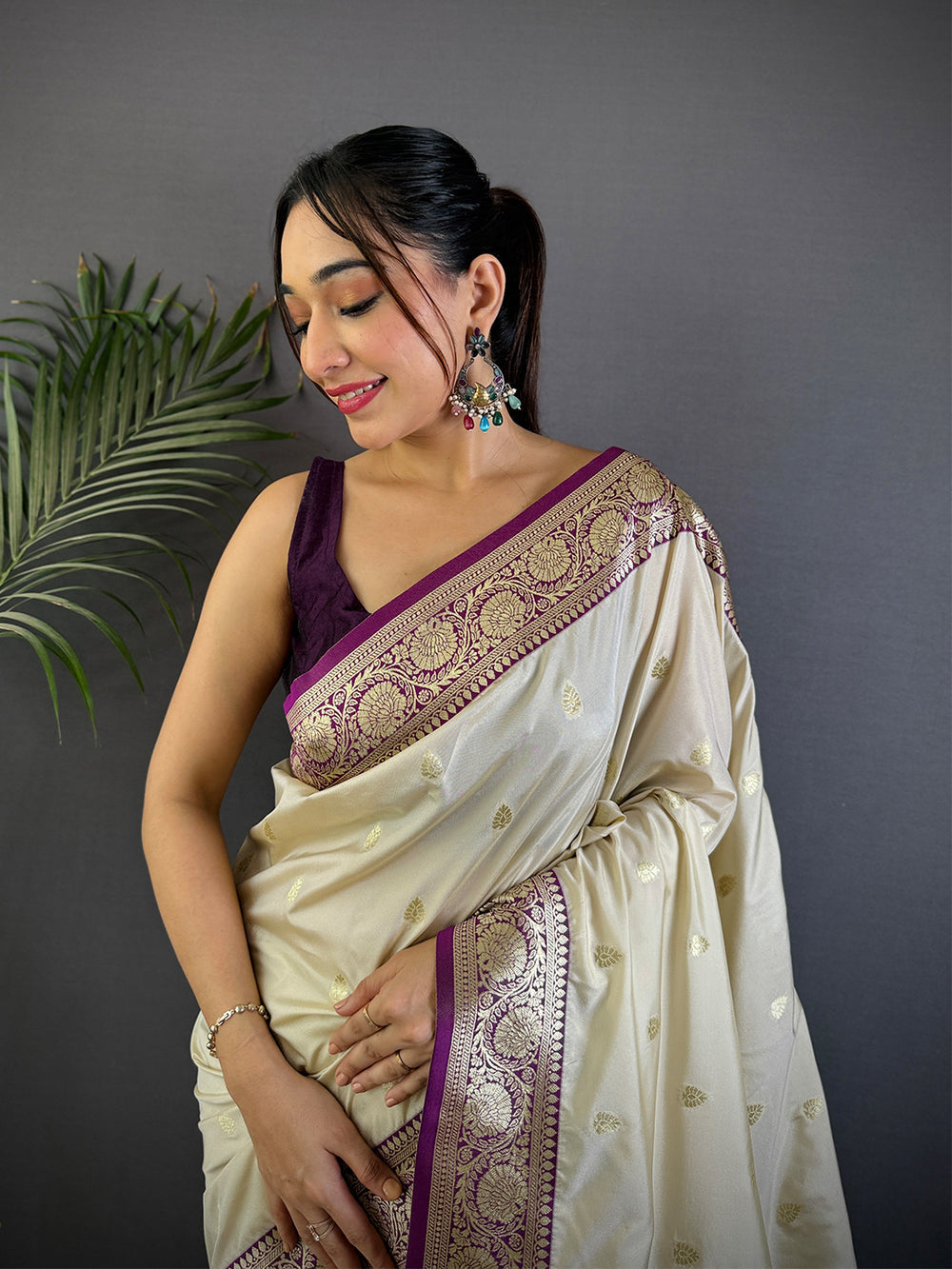 Party Wear White Color Soft Silk Saree