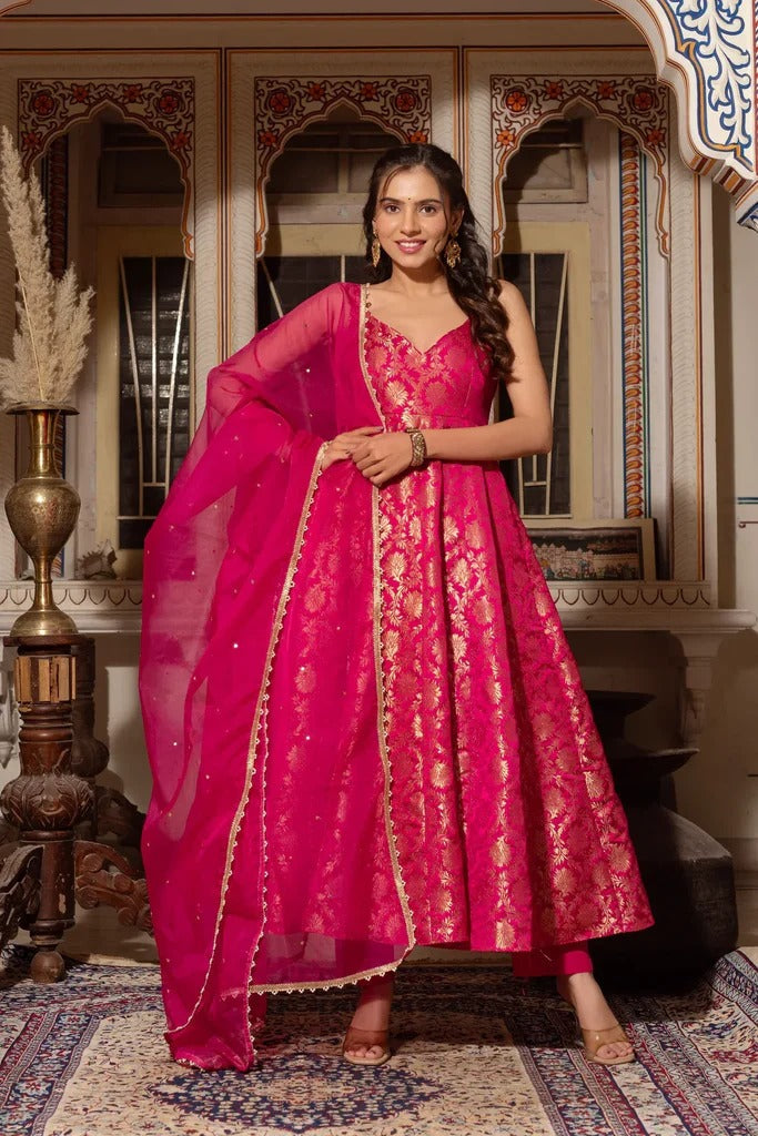 Designer Hot Pink Ethnic Wear for Women Modern Traditional Fashion