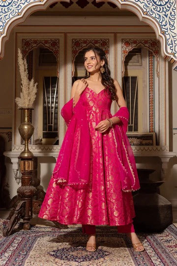 Designer Hot Pink Ethnic Wear for Women Modern Traditional Fashion