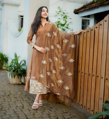 Elegant Brown Anarkali Kurta Set for Women Festive & Party Wear