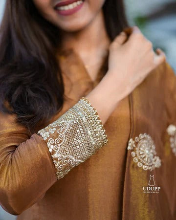 Elegant Brown Anarkali Kurta Set for Women Festive & Party Wear