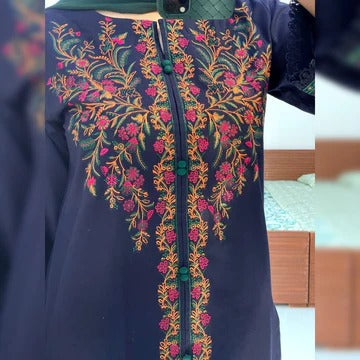 Designer Blue Embroidered Kurta Set Modern Indian Fashion