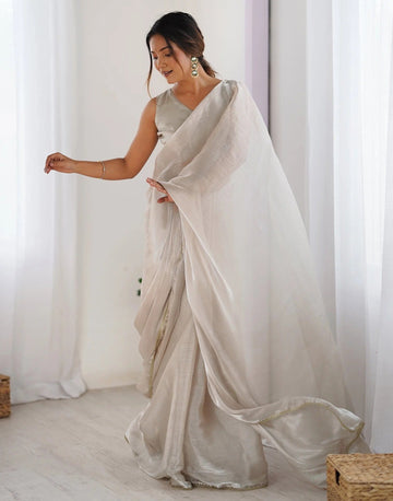 Wedding Wear Beige Color Soft Silk Saree