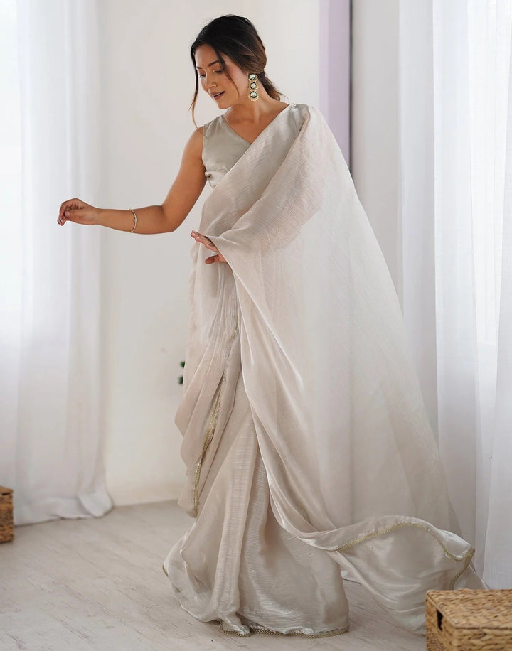 Wedding Wear Beige Color Soft Silk Saree