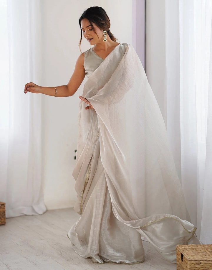 Wedding Wear Beige Color Soft Silk Saree