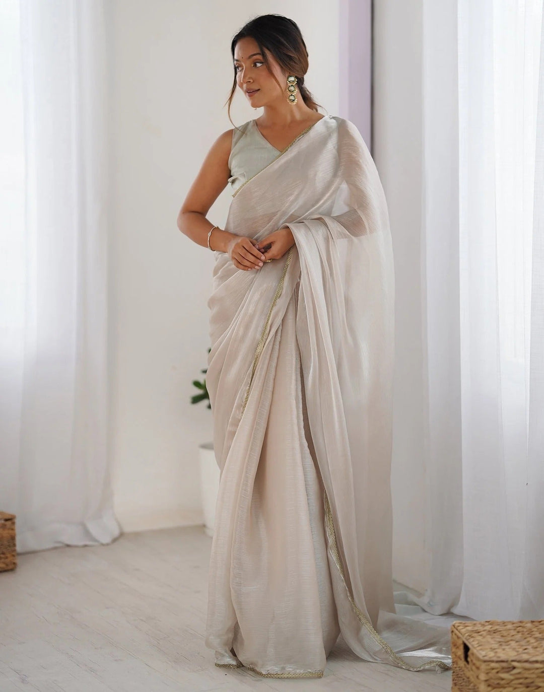 Wedding Wear Beige Color Soft Silk Saree