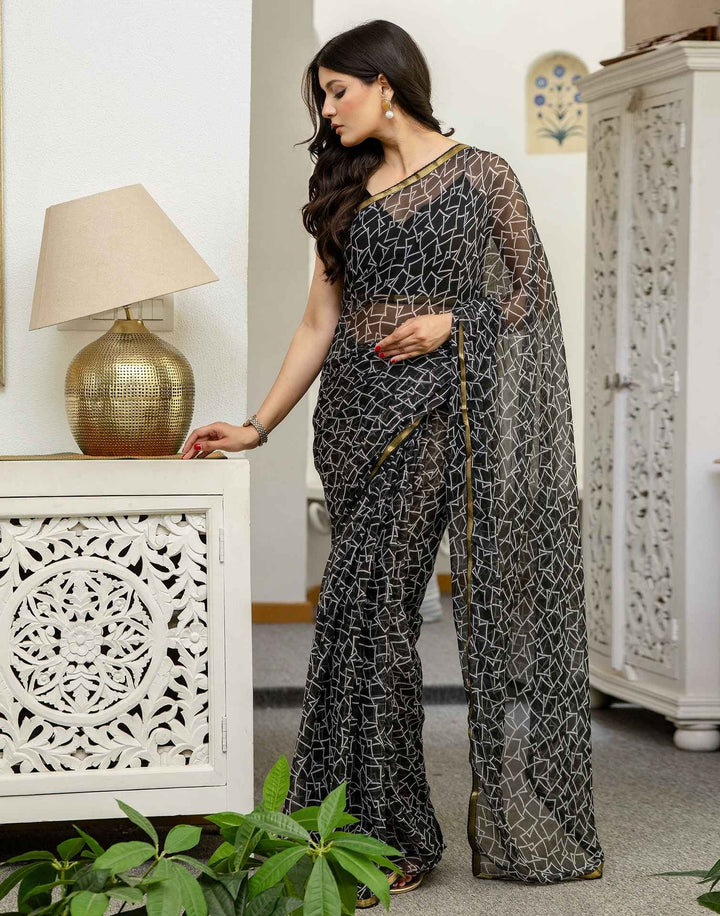 Wedding Wear Black Color Soft Silk Saree