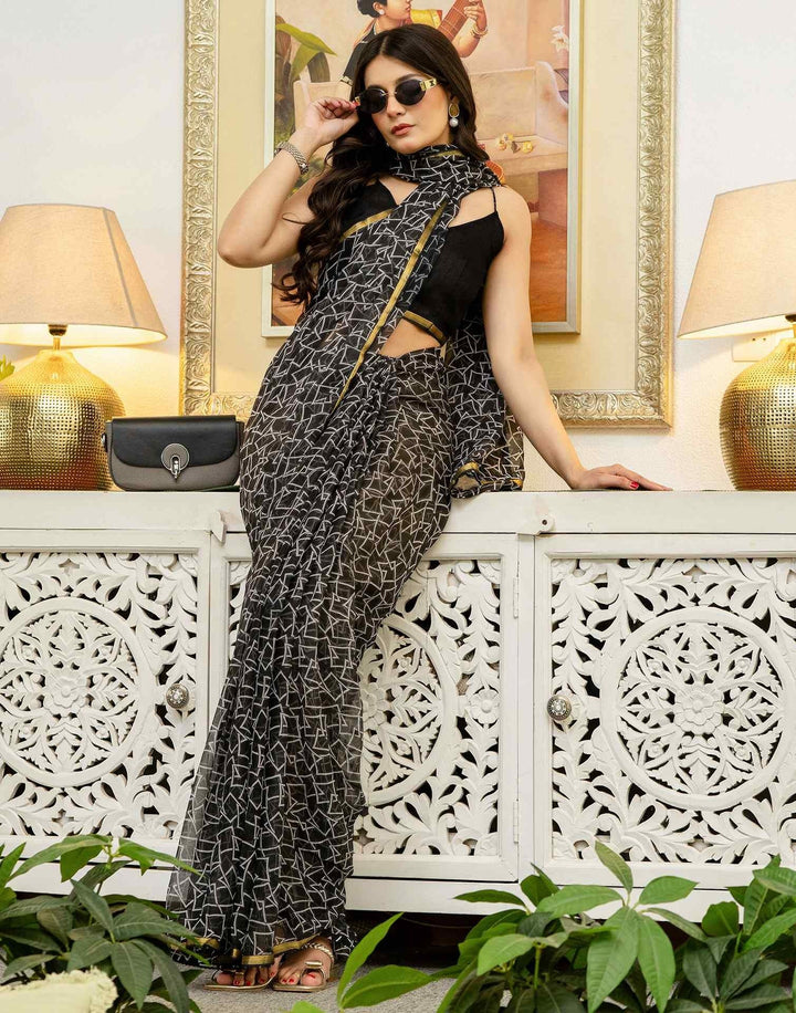 Wedding Wear Black Color Soft Silk Saree
