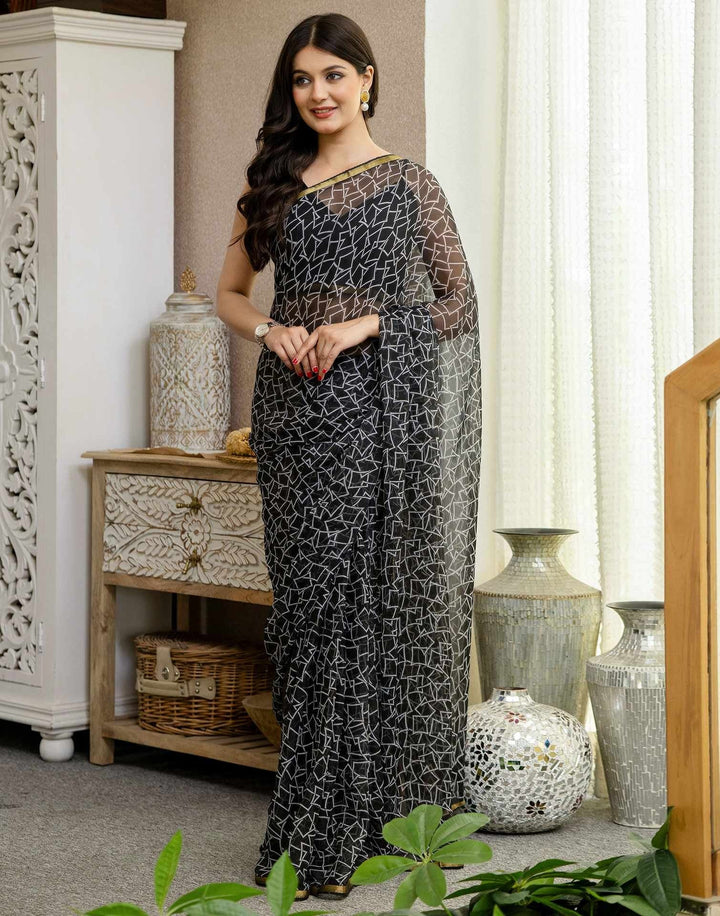 Wedding Wear Black Color Soft Silk Saree
