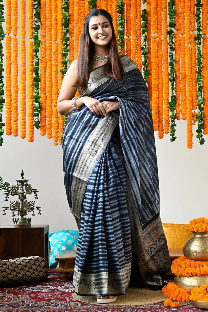 Wedding Wear Blue Color Soft Silk Handloom Saree