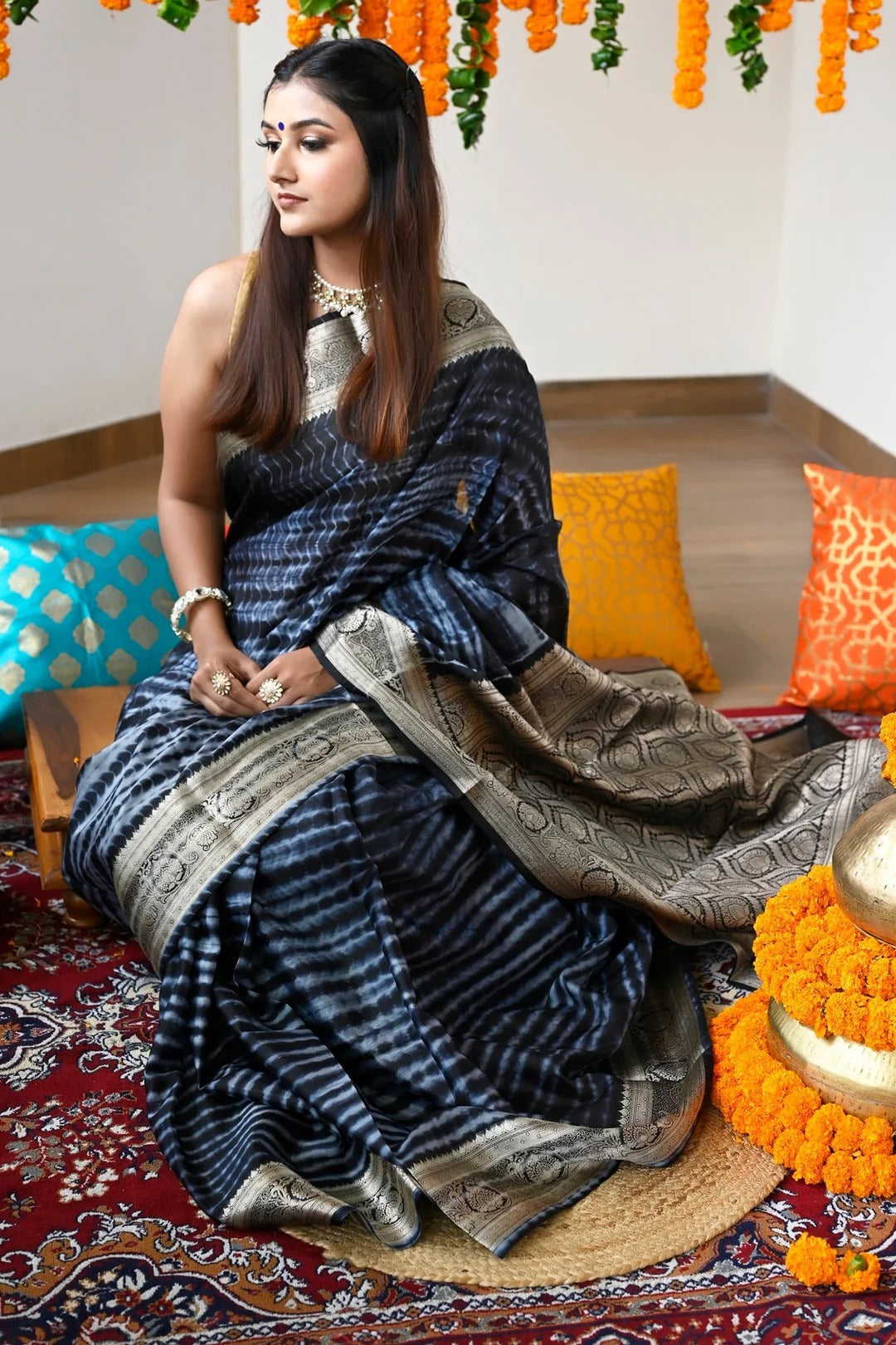 Wedding Wear Blue Color Soft Silk Handloom Saree