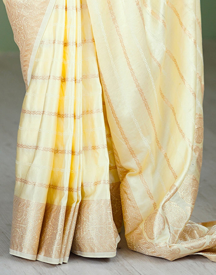 Wedding Wear Cream Color Kanjivaram Silk Saree