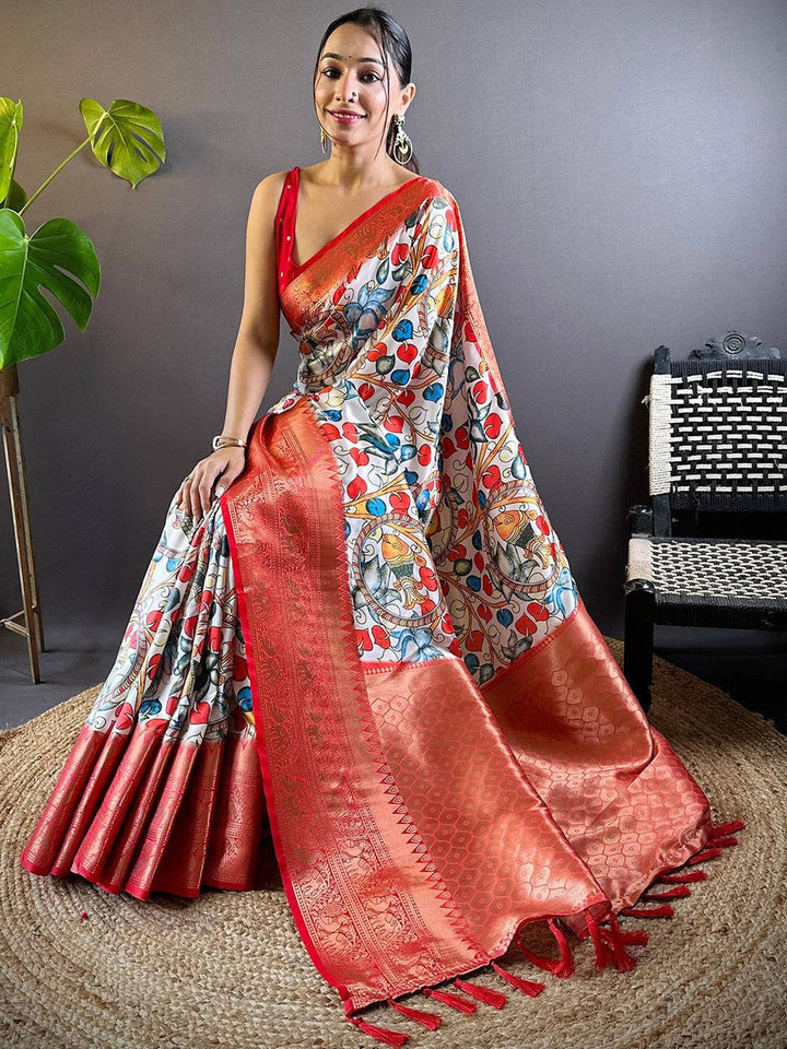 Wedding Wear Elegant Red Color Soft Silk Saree