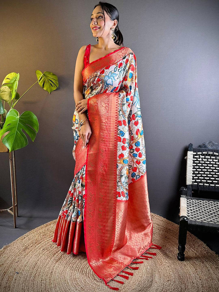 Wedding Wear Elegant Red Color Soft Silk Saree