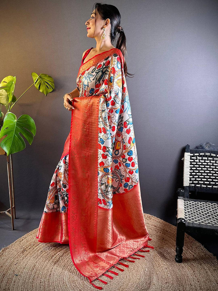 Wedding Wear Elegant Red Color Soft Silk Saree