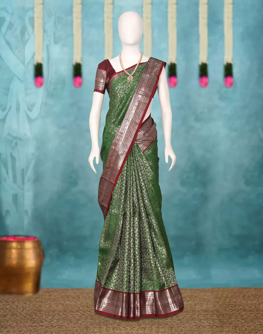 Wedding Wear Green Color Banarasi Silk Sarees