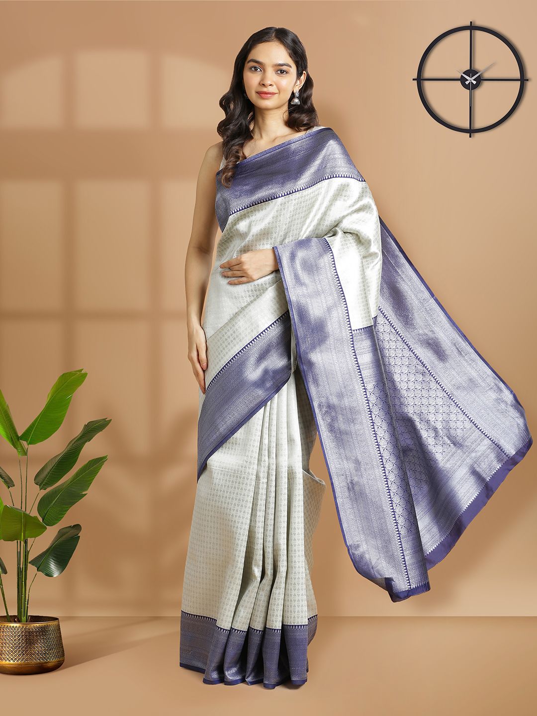 Wedding Wear Grey Color Soft Silk Saree