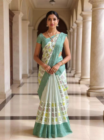 Wedding Wear Light Grey Color Tissue Silk Saree