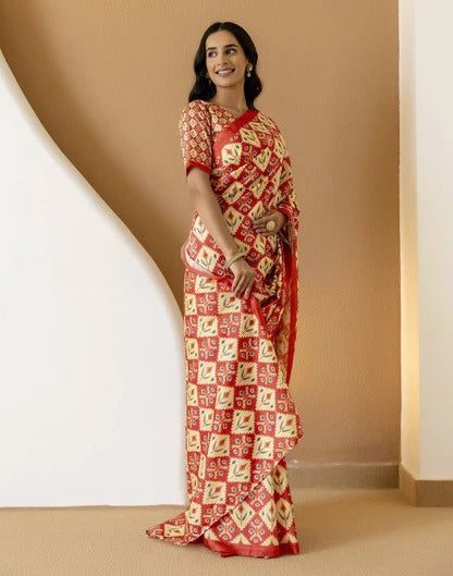 Wedding Wear Light Yellow Color Soft Silk Printed Saree