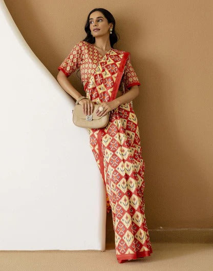 Wedding Wear Light Yellow Color Soft Silk Printed Saree